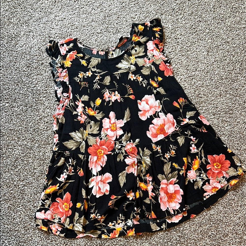 Floral Black Sleeveless Top